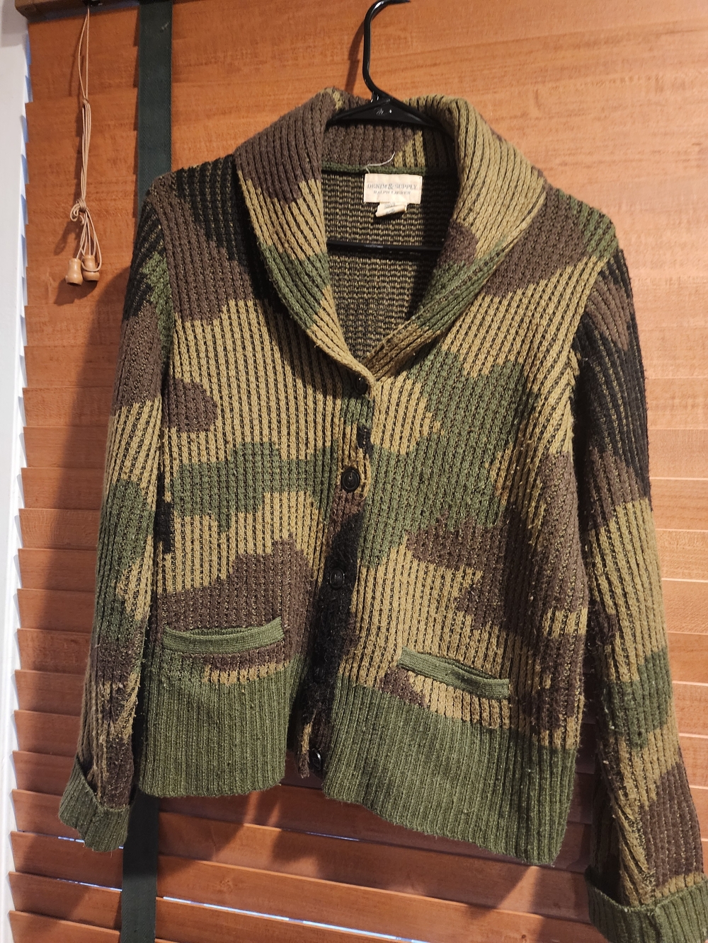 Ralph Lauren Green Camouflage Shawl Collar Cardigan